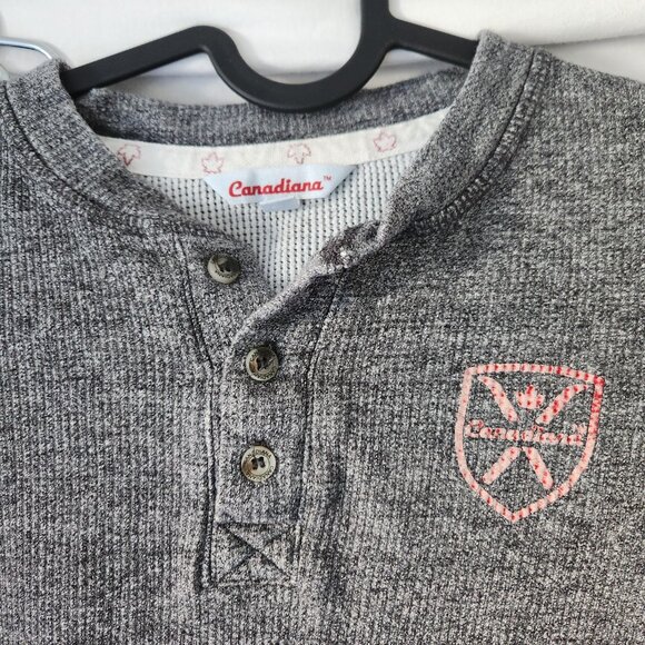 Canadiana Youth Pajama Set - Size Medium (7-8) - Gray Waffle Knit Long Sleeve - Picture 4 of 10